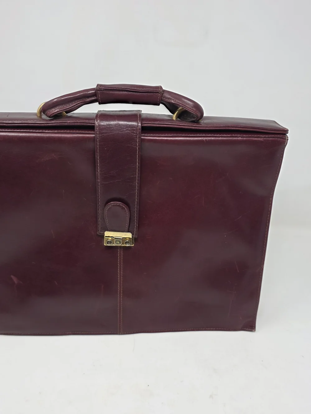 Men's Leather Briefcase in Deep Burgundy - Professional Work Bag